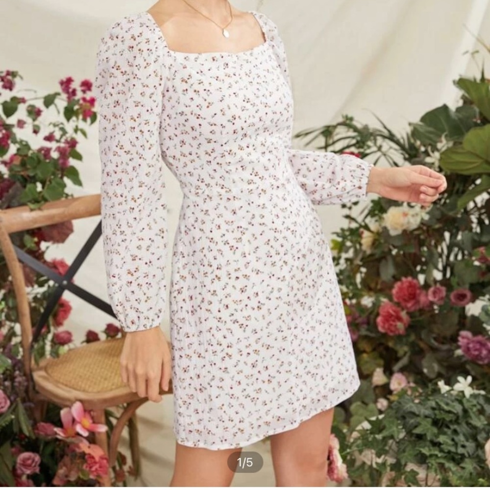 White cotton floral dress